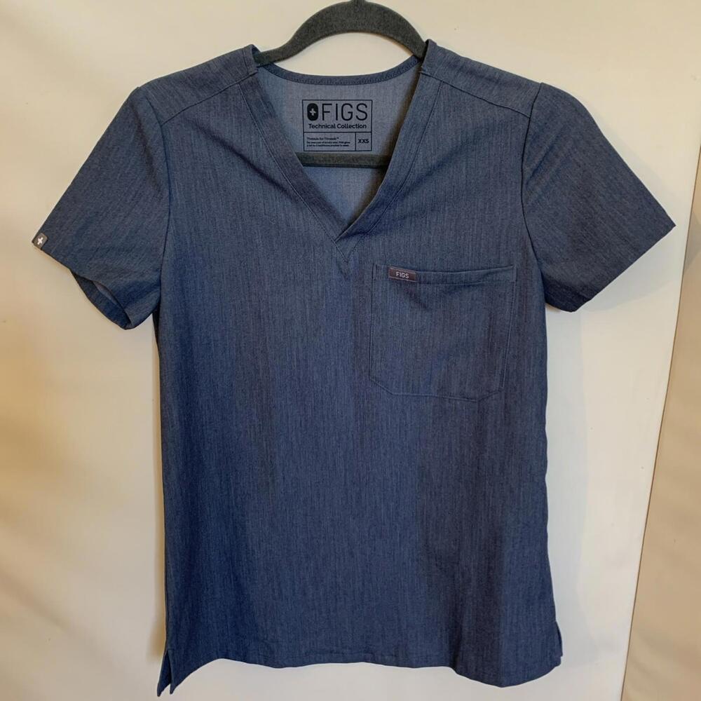 Figs Women’s  V-Neck Scrub Top Blue Size XXS